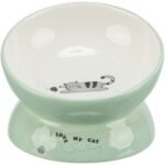 TRIXIE VOERBAK / DRINKBAK KAT VERHOOGD KERAMIEK SALIE / WIT